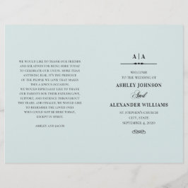 Elegante klassische Hochzeit. Blaues Programm