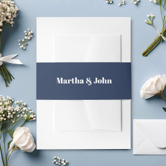 Elegante klassische Hochzeit in Blau und Weiß Einladungsbanderole