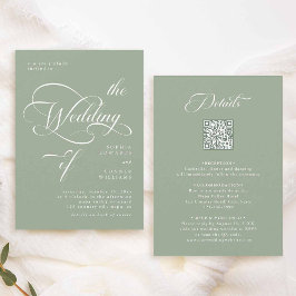 Elegante klassische Hochzeit in einer Seite Grün Einladung