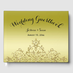 Elegante, klassische Hochzeit mit Gold und Schwarz Gästebuch