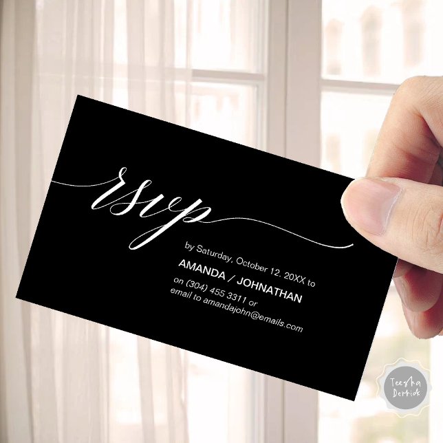 Elegante klassische Hochzeit, Party Einladung UAWG (Elegant Classic Wedding, Party Invitation RSVP Enclosed Card, in Classy Black)