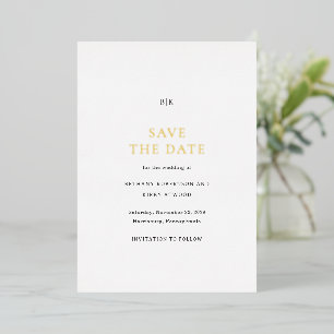 Elegante klassische Hochzeit - Save-the-Date Folieneinladung