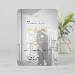 Elegante klassische Hochzeit - Save-the-Date-Foto Folieneinladung