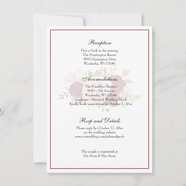 Elegante klassische Hochzeitsempfehlung Einladung (Vorderseite)
