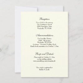Elegante, klassische Hochzeitsempfehlung Einladung