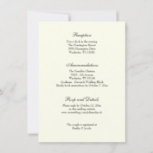 Elegante, klassische Hochzeitsempfehlung Einladung