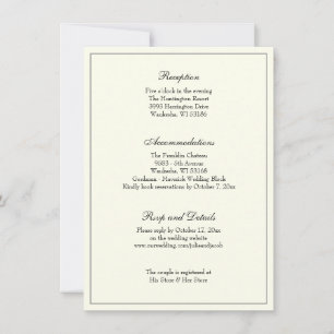 Elegante klassische Hochzeitsempfehlung für Ivory Einladung