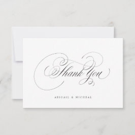Elegante klassische Kalligrafie-Hochzeit Dankeskarte