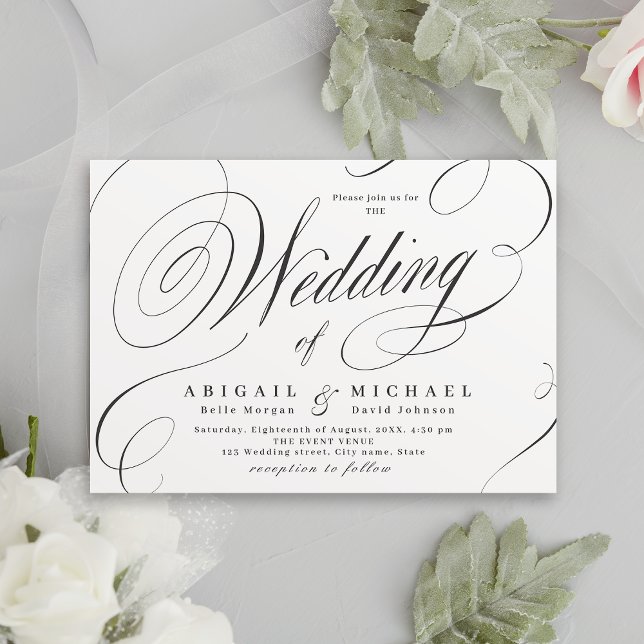 Elegante klassische Kalligrafie-Hochzeit Einladung (Elegant classic calligraphy vintage wedding invitation)