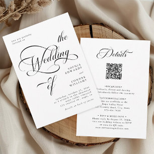 Elegante klassische Kalligrafie-Hochzeit in einem Einladung