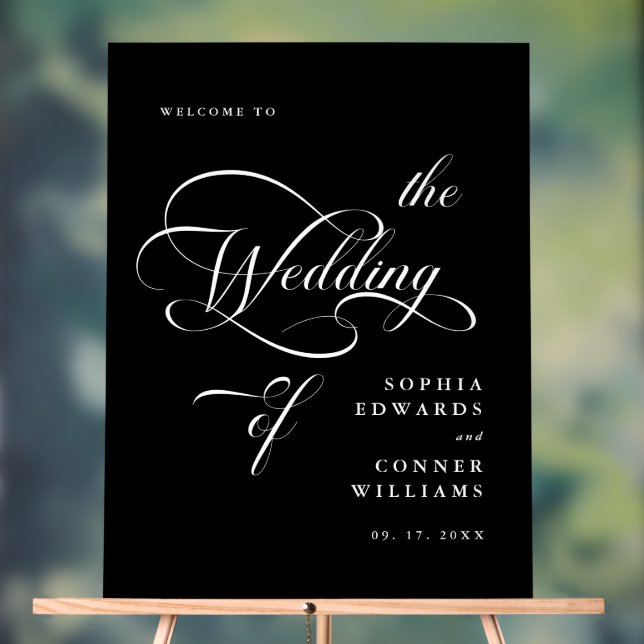 Elegante klassische Kalligrafie Hochzeit Willkomme Acrylschild (Neutral)