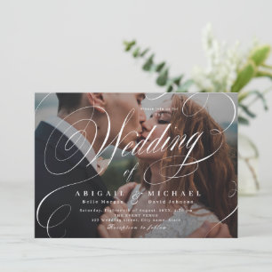 Elegante klassische Kalligraphie Foto Hochzeitsein Einladung
