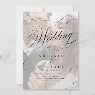 Elegante klassische Kalligraphie Foto Hochzeitsein Einladung