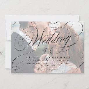 Elegante klassische Kalligraphie Foto Hochzeitsein Einladung