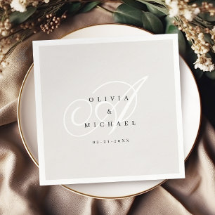 Elegante klassische Kalligraphie-Jahrgang Hochzeit Serviette
