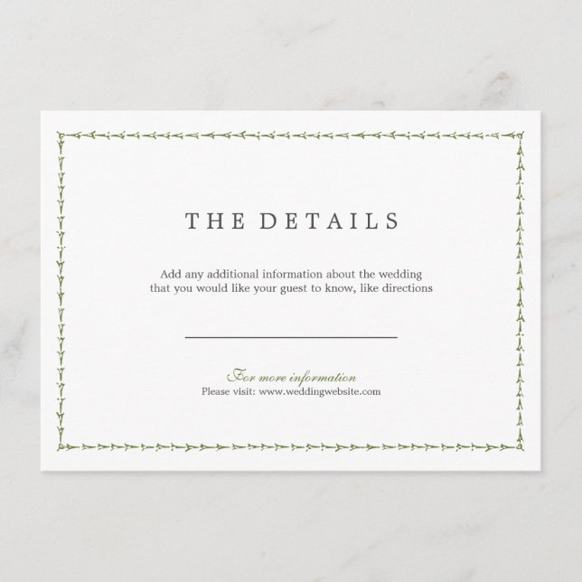 Elegante klassische Klassik Hochzeitskarte Begleitkarte (Vorderseite)