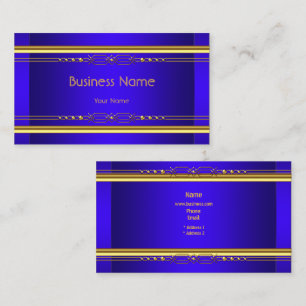 Elegante Klassische Königlich Blaue Gelbe Goldene  Visitenkarte