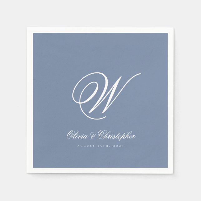 Elegante klassische letzte Namensinitiale Hochzeit Serviette (Vorderseite)