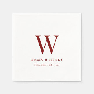 Elegante klassische letzte Namensinitiale Hochzeit Serviette