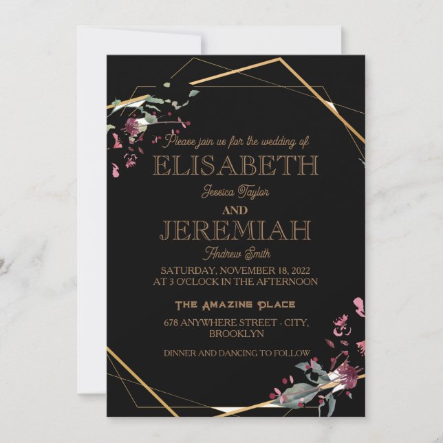 elegante klassische luxuriöse formelle Hochzeit Einladung (Vorderseite)