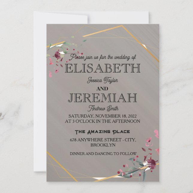 elegante klassische luxuriöse formelle Hochzeit Einladung (Vorderseite)
