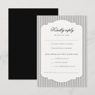 Elegante klassische Mahlzeiten Hochzeit RSVP Karte