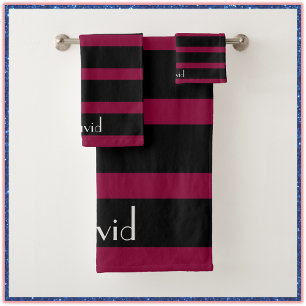 Elegante klassische Maskuline Rot und Schwarz gest Badhandtuch Set