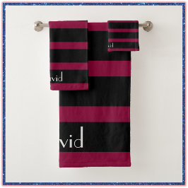Elegante klassische Maskuline Streifen rot und sch Badhandtuch Set