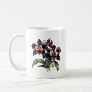 Elegante klassische mauve und schwarze Orchidee-Ka Kaffeetasse
