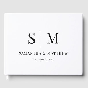 Elegante klassische Minimal-Monogramm-Hochzeit Gästebuch