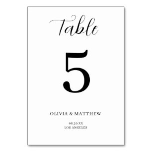 Elegante, klassische Minimalistische Hochzeit Tischnummer