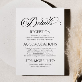 Elegante klassische Minimalistische Hochzeitdetail Begleitkarte