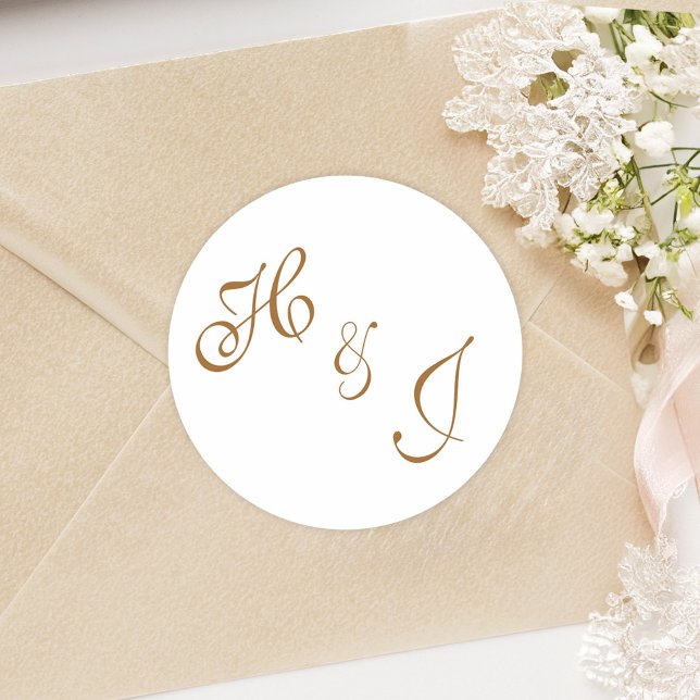 Elegante klassische Mongram-Feierliche Hochzeit Runder Aufkleber (Elegant Classy Monogram Formal Wedding Classic Round Sticker)