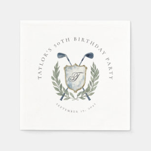 Elegante klassische Monogramm-Golf-Wappen-Geburtst Serviette