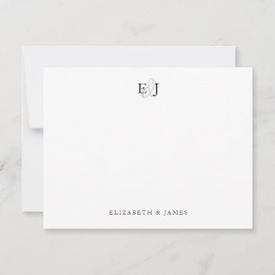 Elegante klassische Monogramm-Hochzeit Danke Mitteilungskarte