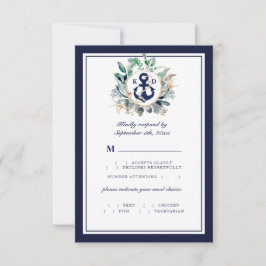 Elegante klassische Navy Anchor Grüne Speisekarte RSVP Karte