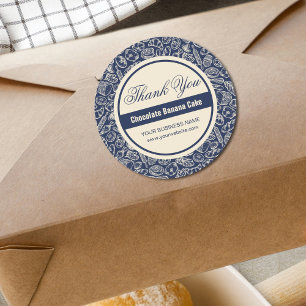 Elegante klassische Navy Blue gebacken mit Liebe Runder Aufkleber