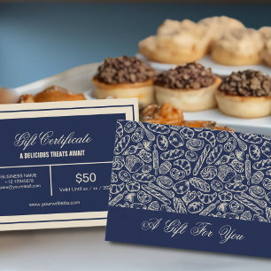 Elegante klassische navyblaue Bäckereimuster-Gesch Visitenkarte