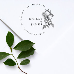 Elegante klassische Orangen Paare Hochzeit Gummistempel