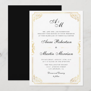 Elegante klassische Rahmenhochzeitseinladung Einladung
