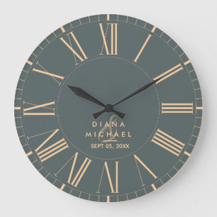 Elegante klassische römische Zahlen-Typografie-Hoc Große Wanduhr