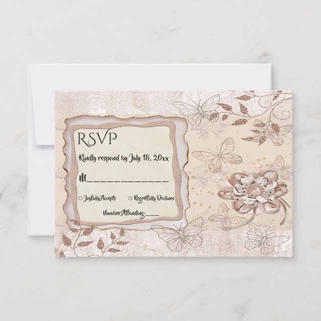 Elegante klassische Rose Gold Glitzer feierliche H RSVP Karte (Vorderseite)