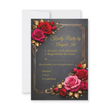 Elegante Klassische Rote Rosa Rosen Golden Freundl