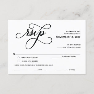 Elegante klassische RSVP-Antwort-Einschlusskarte Begleitkarte