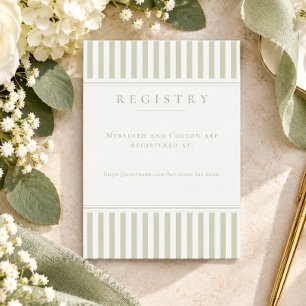 Elegante klassische Salbei-Streifen-Monogramm-Brau Begleitkarte