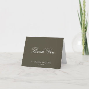 Elegante klassische Schrift Hochzeit Olivbraun Gef Dankeskarte