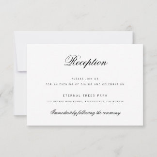 Elegante klassische Schrift Hochzeitsempfangskarte Einladung
