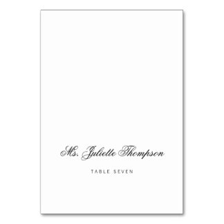 Elegante klassische Schrift Hochzeitsplatzkarte Tischnummer