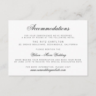 Elegante klassische Schrift Hochzeitsunterkunftska Begleitkarte