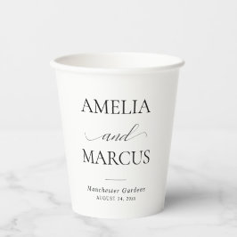 Elegante klassische Schrift Kalligrafie Hochzeit Pappbecher